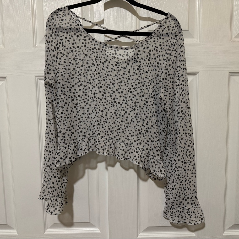 Floral Print Women's Top - Black and White
